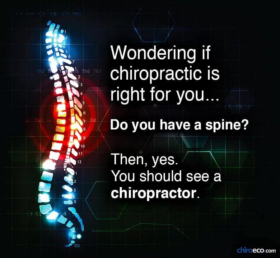 Wondering if chiropractic is right for you? Do you have a spine? Yes.
